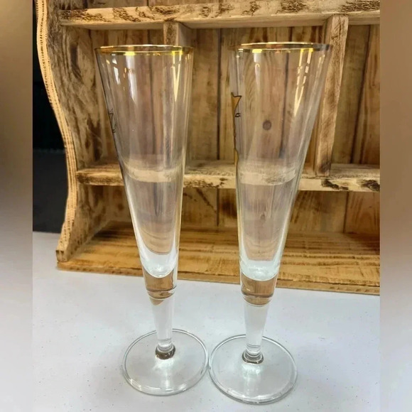 Ritzenhoff Tall Gilt Glasses, Beer Glass Pilsner Champagne 90’s Gold Face - Picture 7 of 16